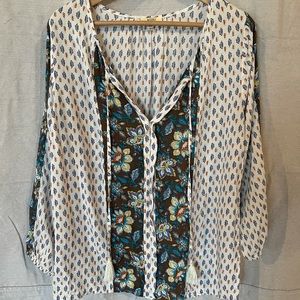 Women’s blouse 3/4 sleeve tie front L by Kori